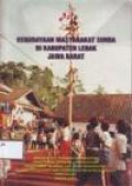 Kebudayaan Masyarakat Sunda di Kabupaten Lebak Jawa Barat
